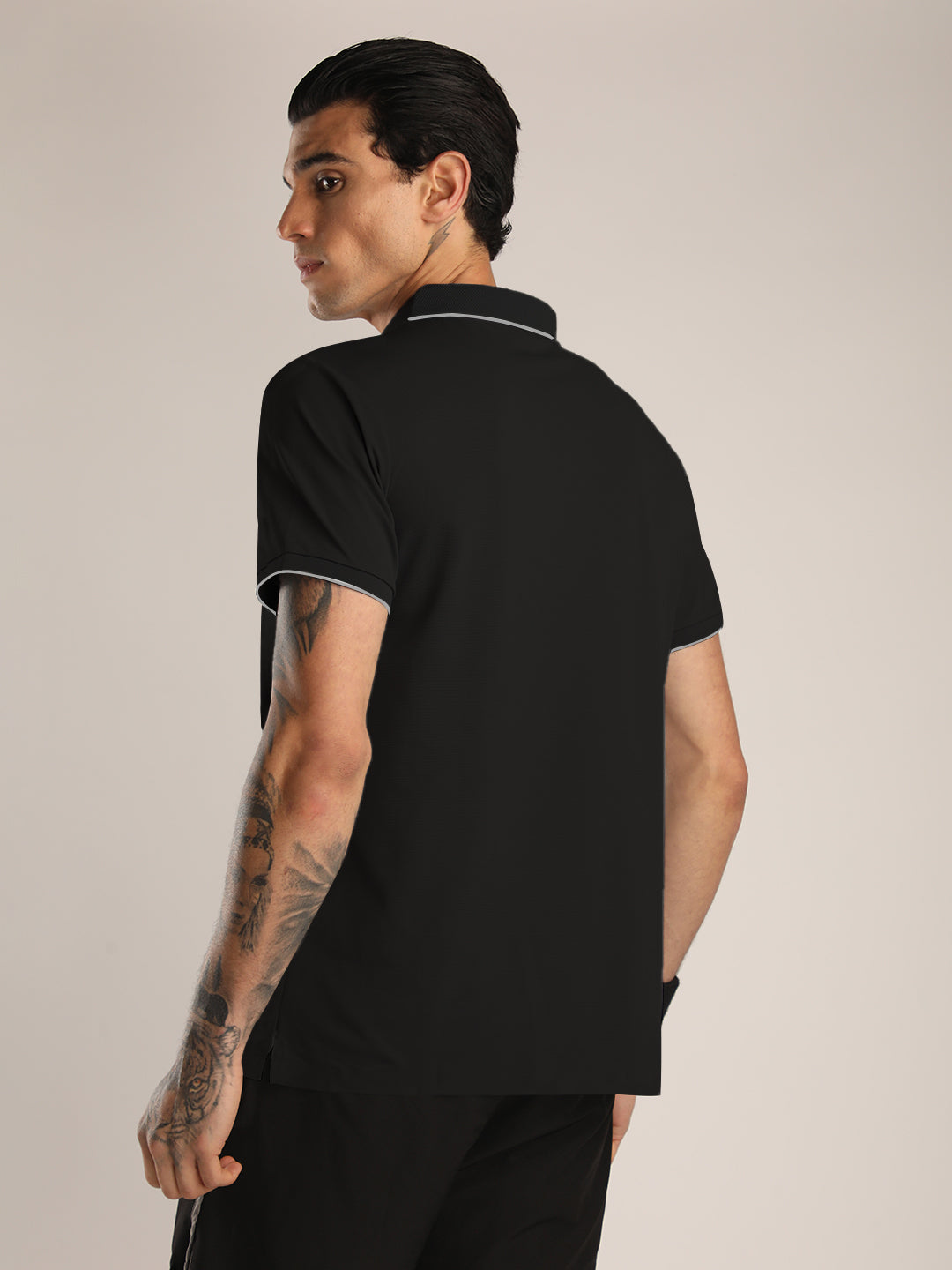 Men's Black Sports Polo T-shirt