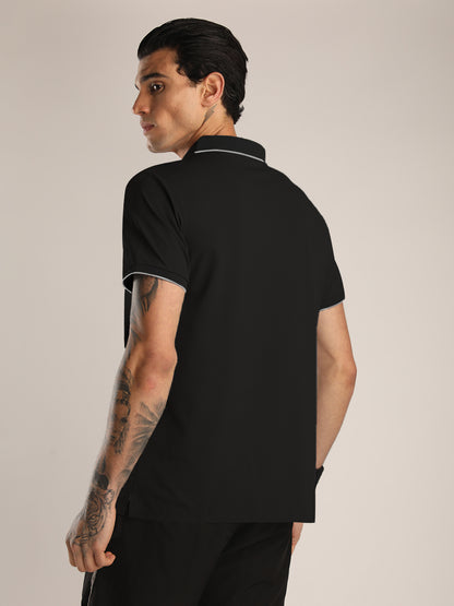 Men's Black Sports Polo T-shirt
