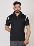 Men's Polo Neck Regular Fit Gym Sports Zipper T-Shirt