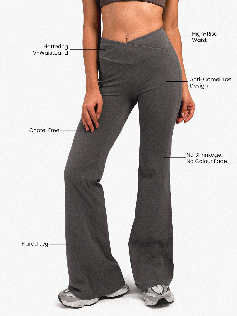 Women’s Crossover Flared Pants Grey