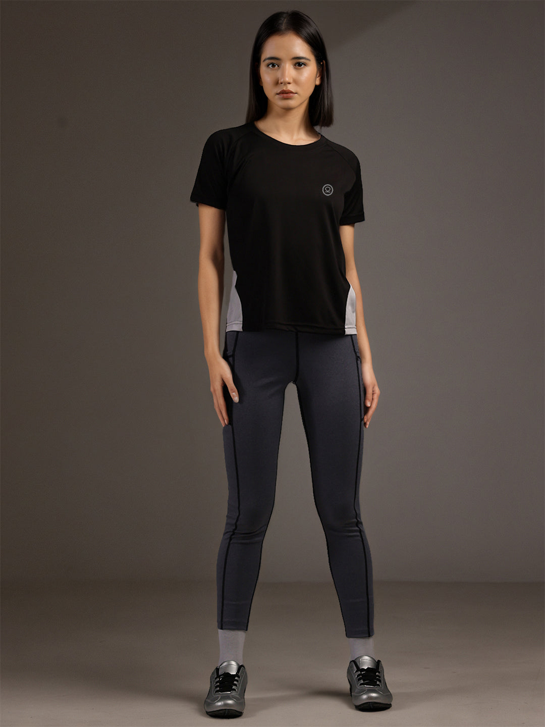Women's Half Sleeves Dry Fit Gym T-shirt Black White