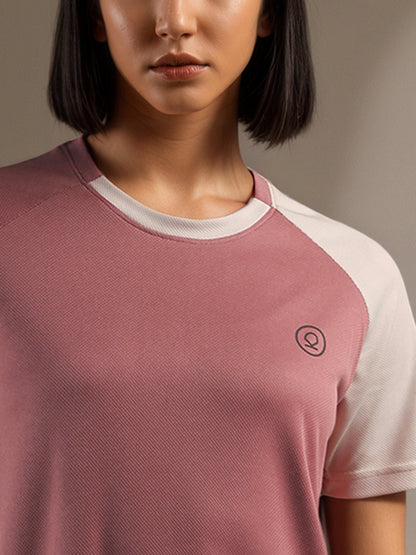 Women's Half Sleeves Sports Gym T-shirt Pink White