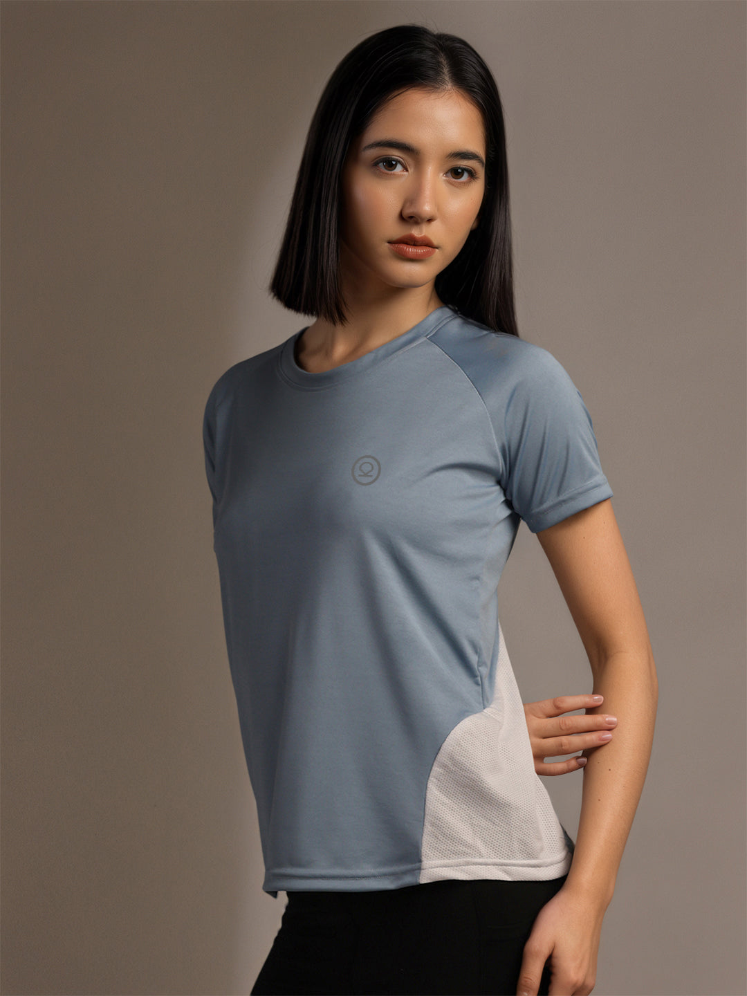 Women's Half Sleeves Dry Fit Gym T-shirt Blue White