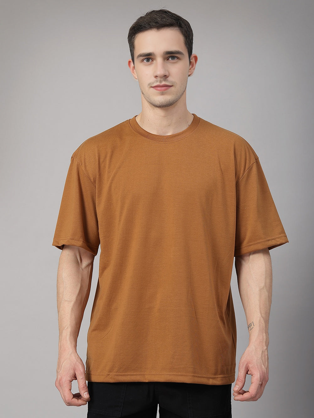 Men’s Oversized Relaxed Fit Cotton T-Shirt Golden Brown