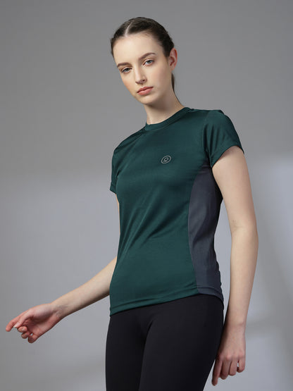 Women's Half Sleeve Dry Fit Active Wear Sports T-shirts Dark Green