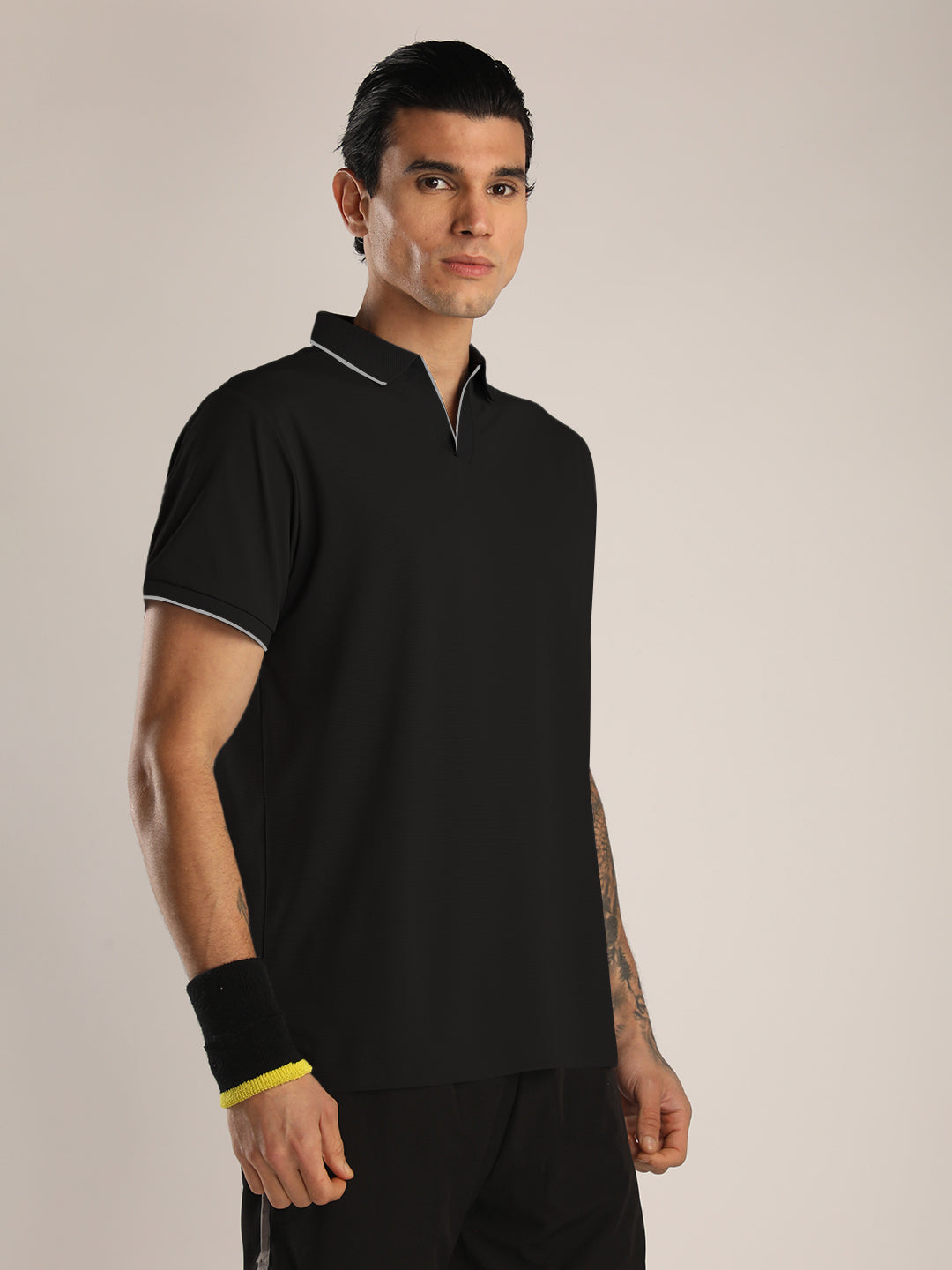 Men's Black Sports Polo T-shirt