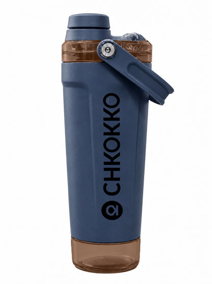 Chkokko Activate Protein Shaker Bottle 600ml with Carry Handle & Leakproof Lid Slate Blue