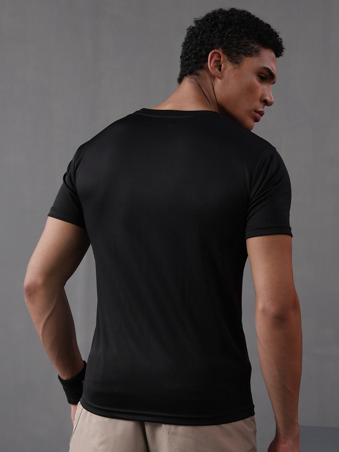 Men's Half Sleeves Dry Fit Gym Tshirt Black