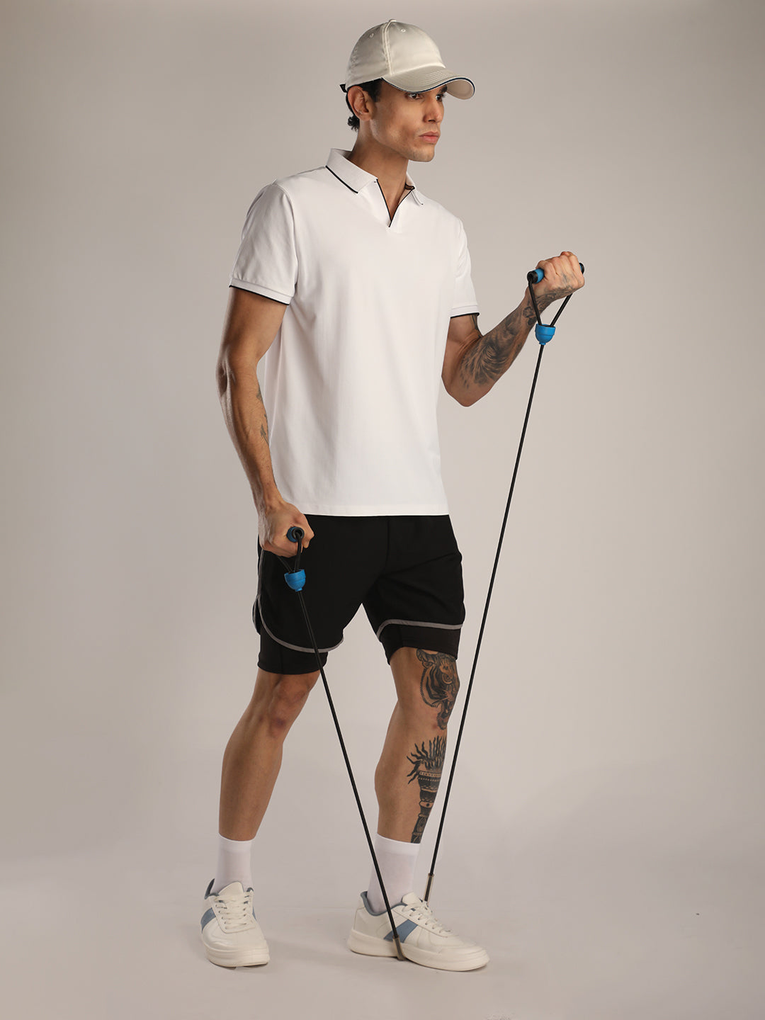 Men's White Sports Polo T-shirt