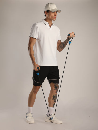 Men's White Sports Polo T-shirt
