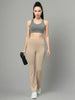 Women's High Waist Solid Flared Pants Beige