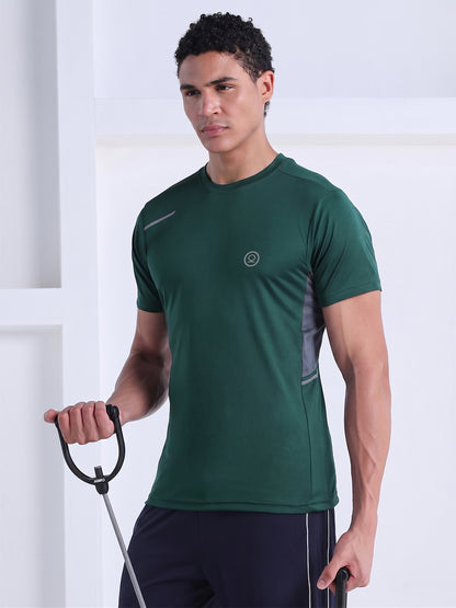 Men's Dry Fit Half Sleeve Gym T-Shirt Dark Green