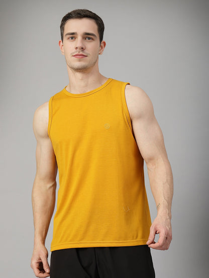 Men's Mustard Sleeveless Gym Tanktop