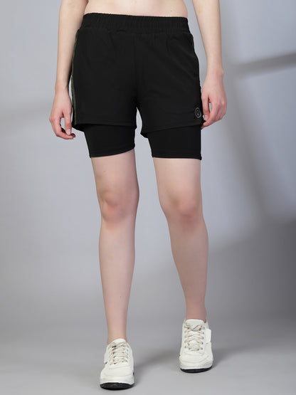 Women’s Double Layer Running Sports Shorts Pack of 2