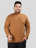 Men Golden Brown Winter Wear Cotton Turtle Neck Regular Fit T Shirt