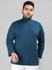 Men Indigo Winter Wear Cotton Turtle Neck Regular Fit T Shirt