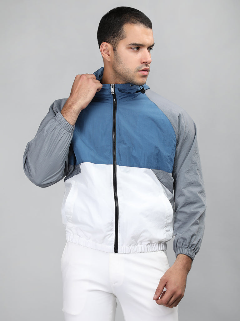 Men Colourblocked Hooded Windcheater Oversized Sports Jacket – Chkokko