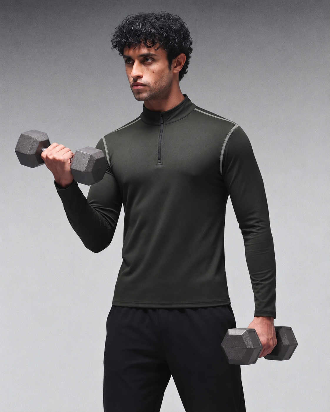 Men’s Full Sleeves Performance Compression T-Shirt for Gym Olive