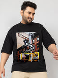 Men Plus Size Printed Oversized Half Sleeves T-Shirt