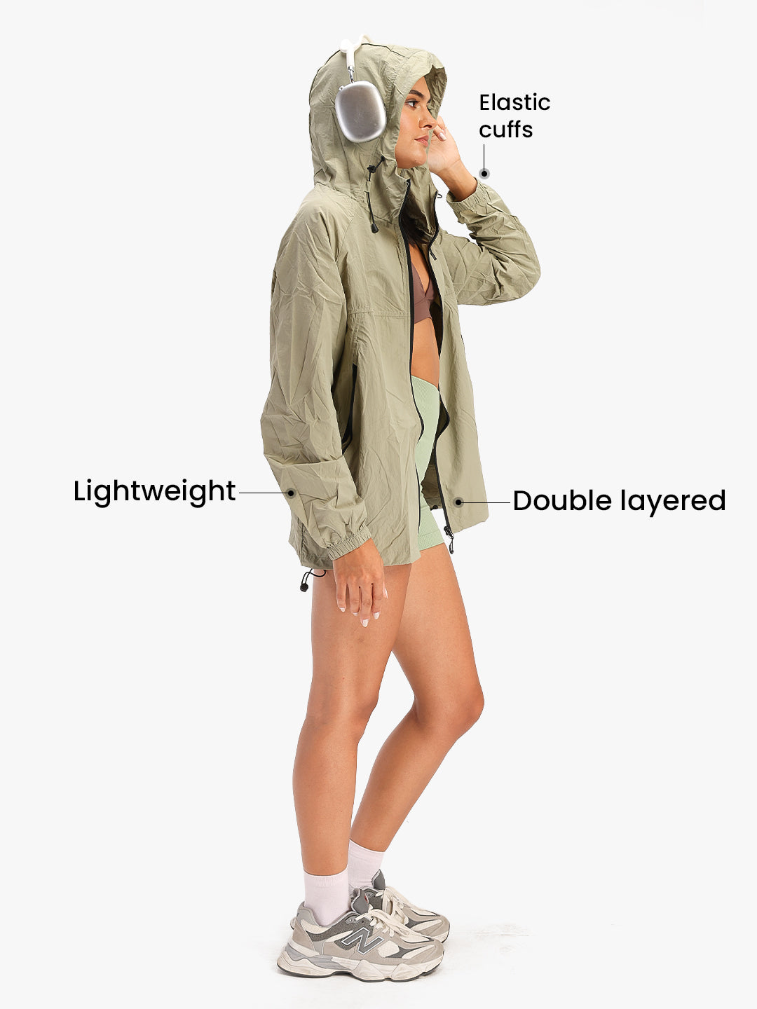 Women's Lightweight UV Protection Hooded Green Summer Jacket