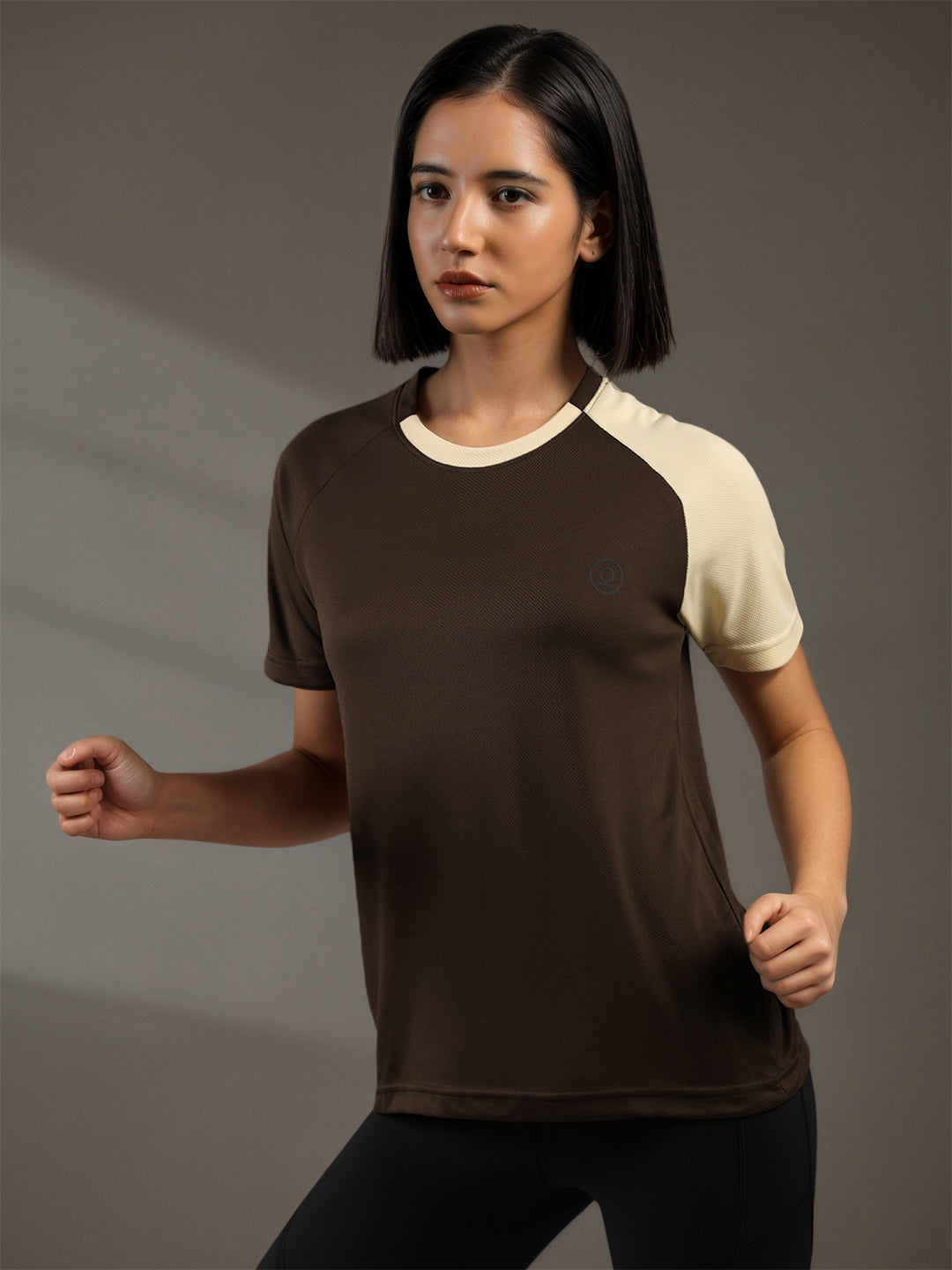 Women's Half Sleeves Sports Gym T-shirt Cream Coffee