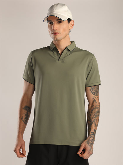 Men's Olive Green Sports Polo T-shirt