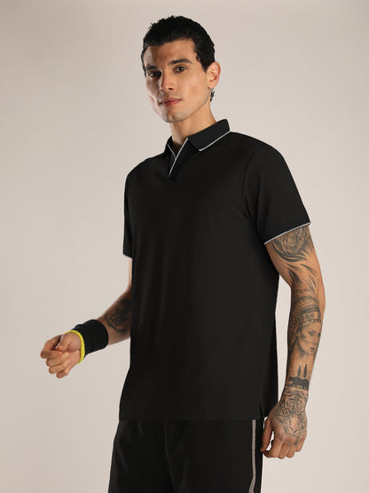 Men's Black Sports Polo T-shirt
