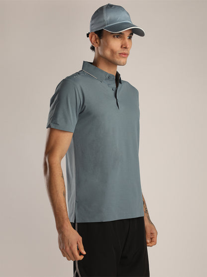 Men’s Greyish Blue Premium Polo Sports T-Shirt