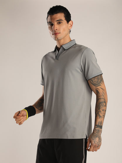 Men's Grey Sports Polo T-shirt