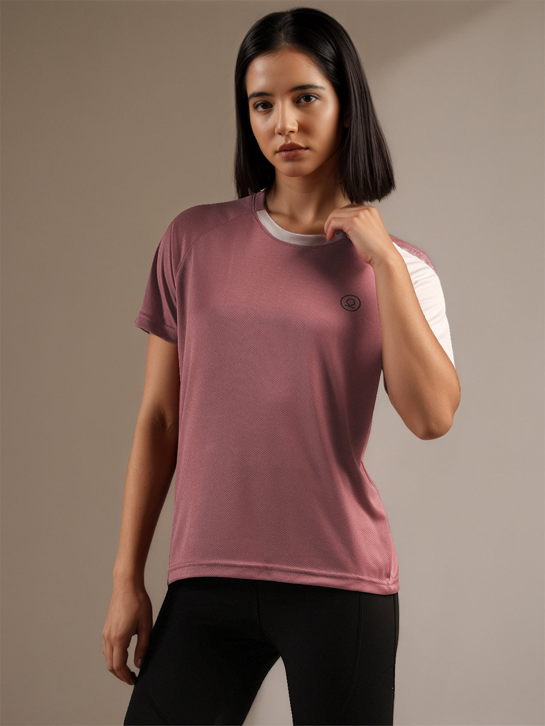 Women's Half Sleeves Sports Gym T-shirt Pink White