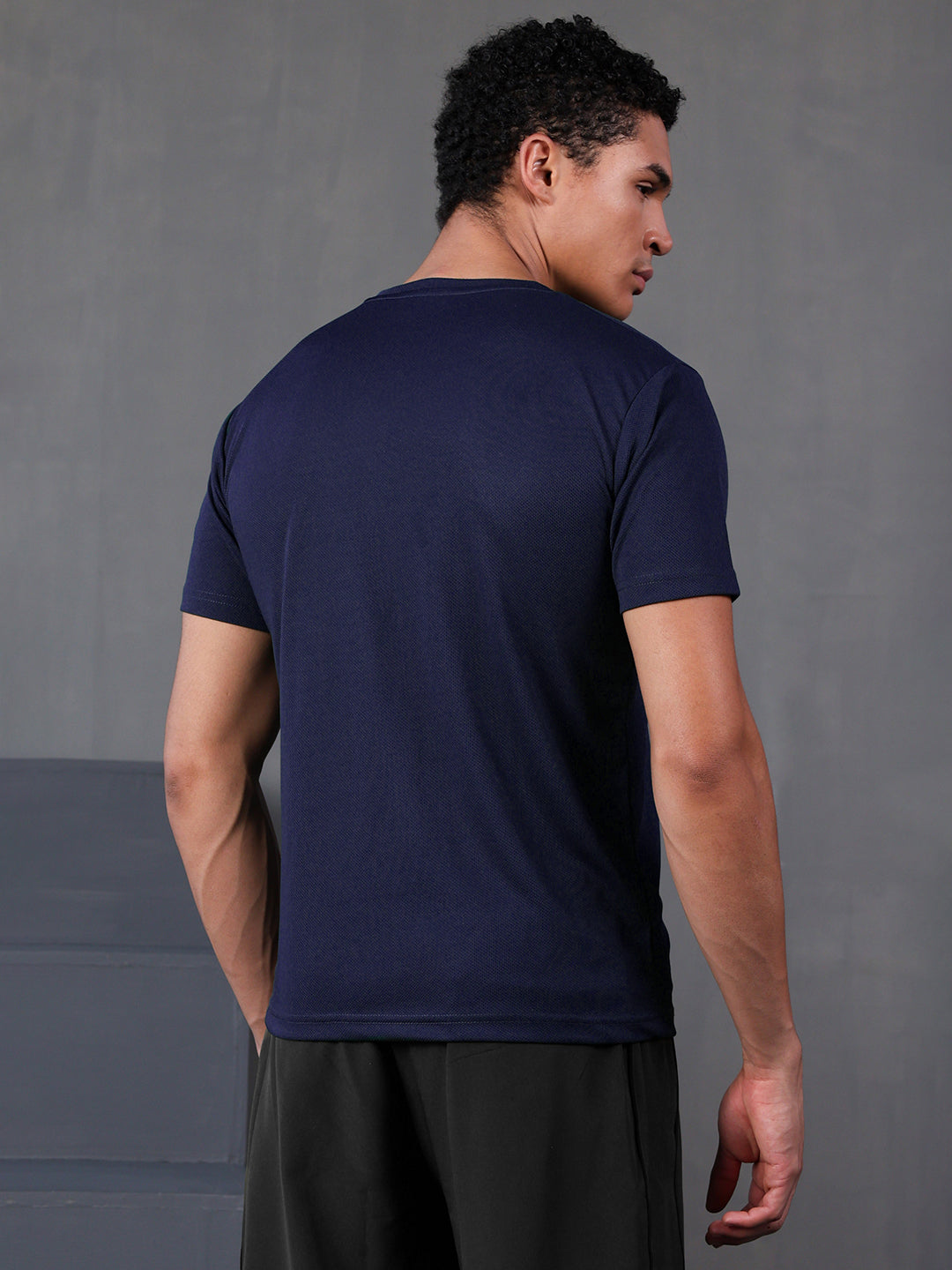 Men's Half Sleeves Dry Fit Gym Tshirt Navy Blue