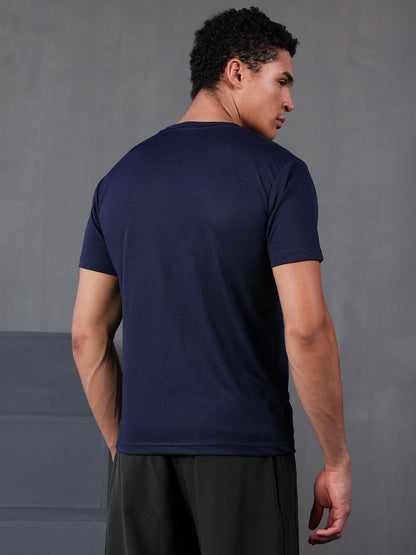 Men's Half Sleeves Dry Fit Gym Tshirt Navy Blue