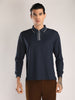Men's Navy Blue Full Sleeve Polo Sports T-Shirt