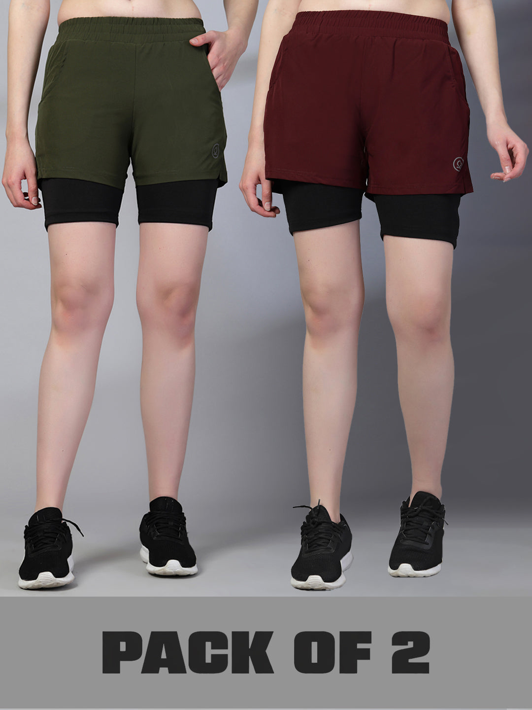 Women’s Double Layer Running Shorts Pack of 2