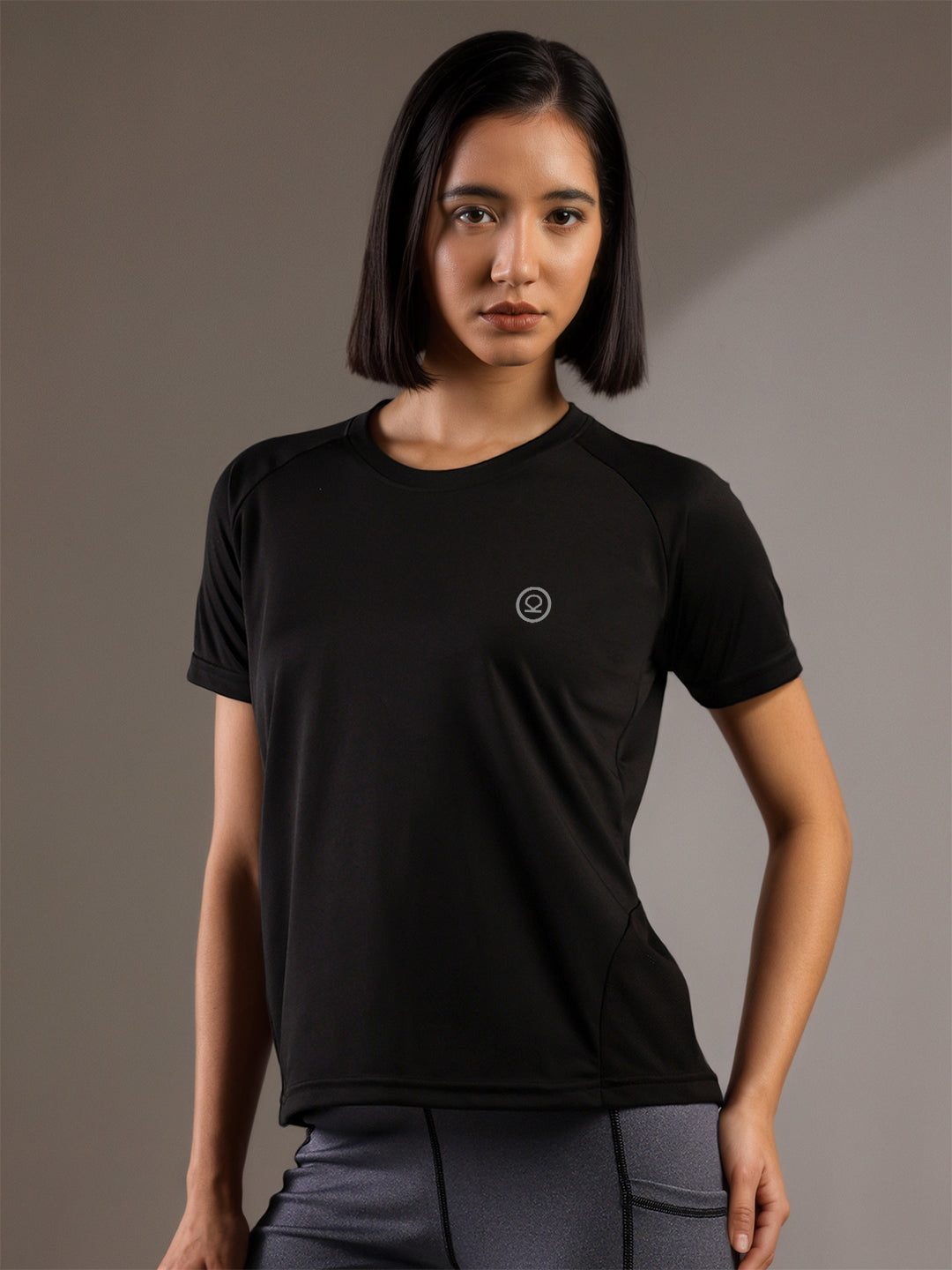 Women's Half Sleeves Dry Fit Gym T-shirt Black