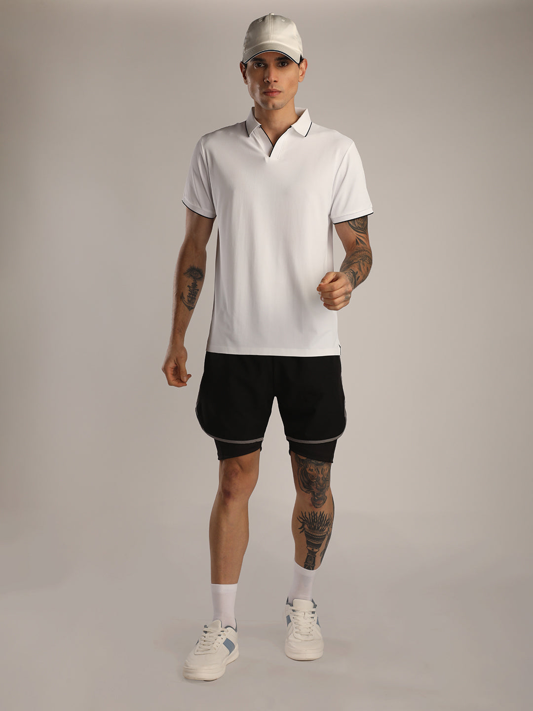 Men's White Sports Polo T-shirt