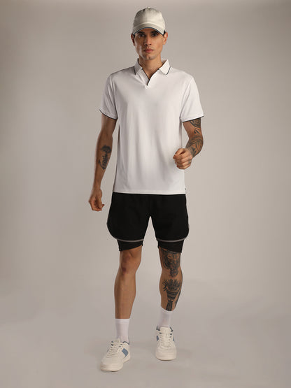 Men's White Sports Polo T-shirt