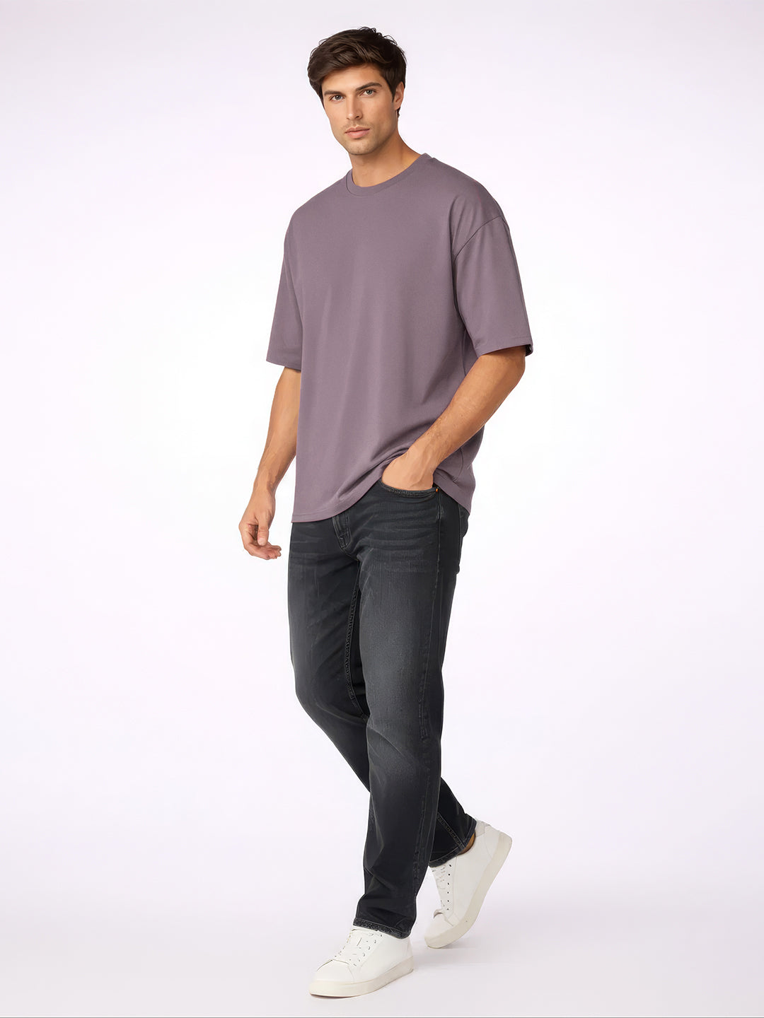 Men’s Oversized Relaxed Fit Cotton T-Shirt Mauve