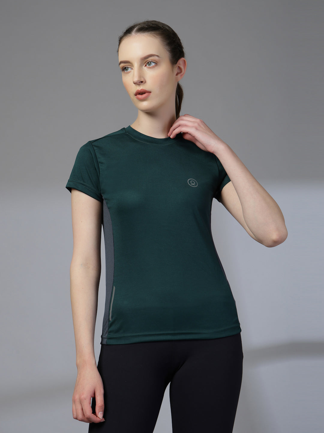 Women's Half Sleeve Dry Fit Active Wear Sports T-shirts Dark Green