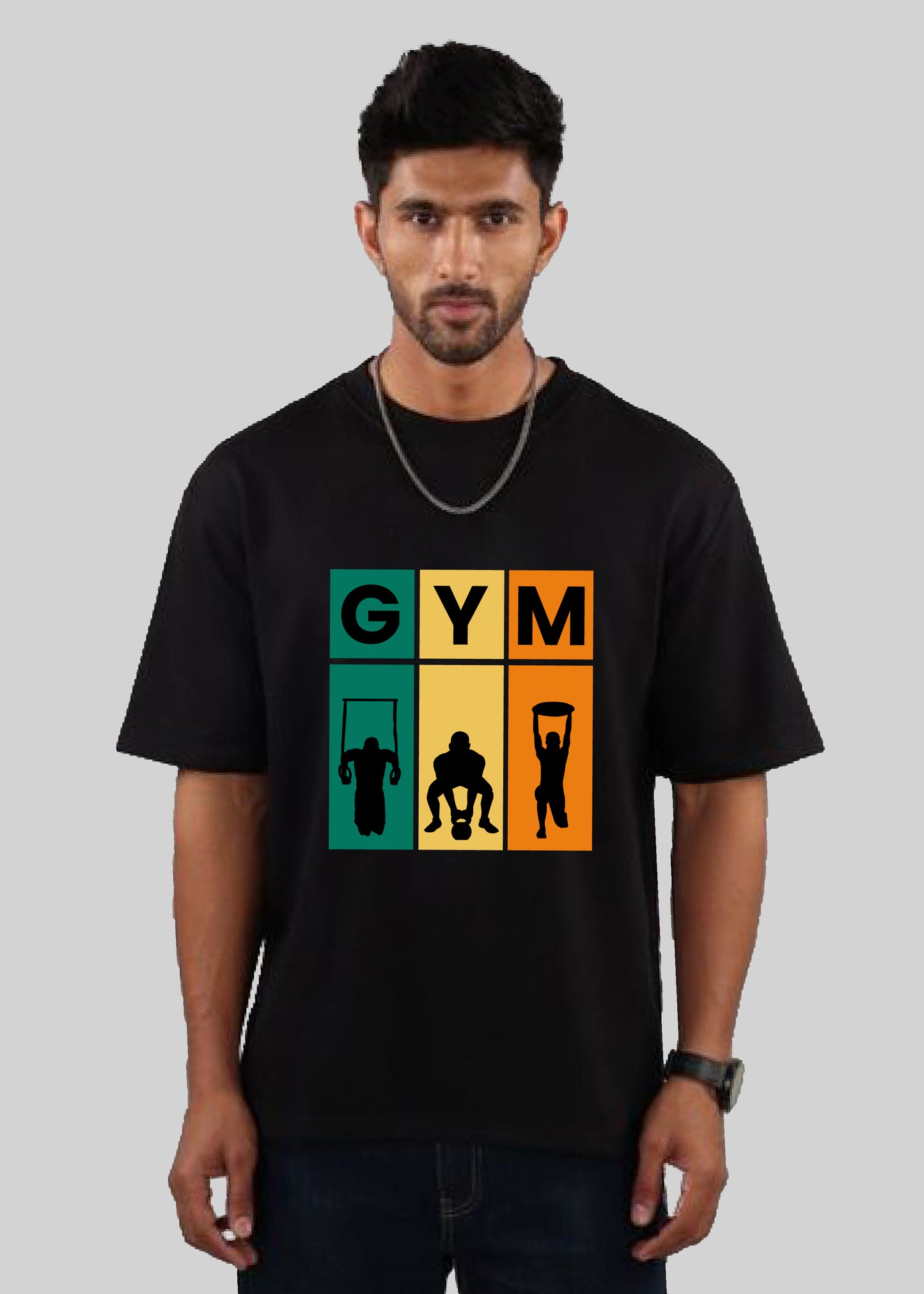 Men's Round Neck Gym Sports T-Shirt Black
