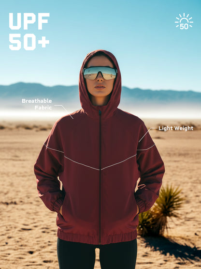 Women’s Lightweight UPF 50+ Sun Protection Summer Jacket Maroon