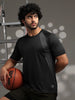 Men's Half Sleeves Dry Fit Gym T-shirt Black Grey