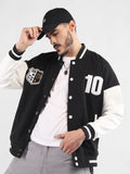 Men Oversized Winter Wear Varsity Jacket with Ribbed Cuffs