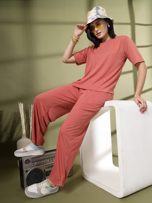 Women's Pink Casual Summer Co-ord Set