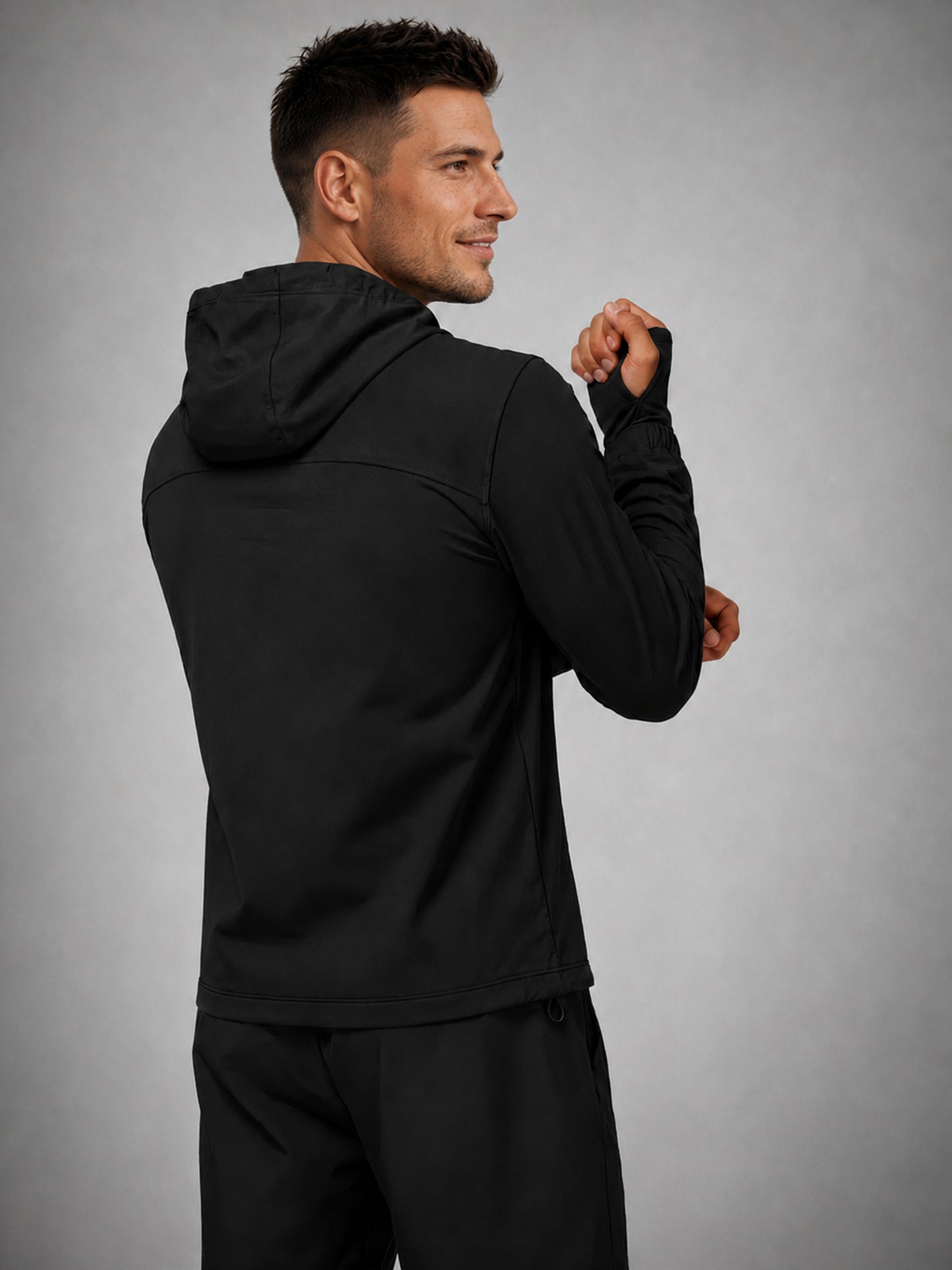 Men's Lightweight UV Protection Hooded Summer Jacket Black