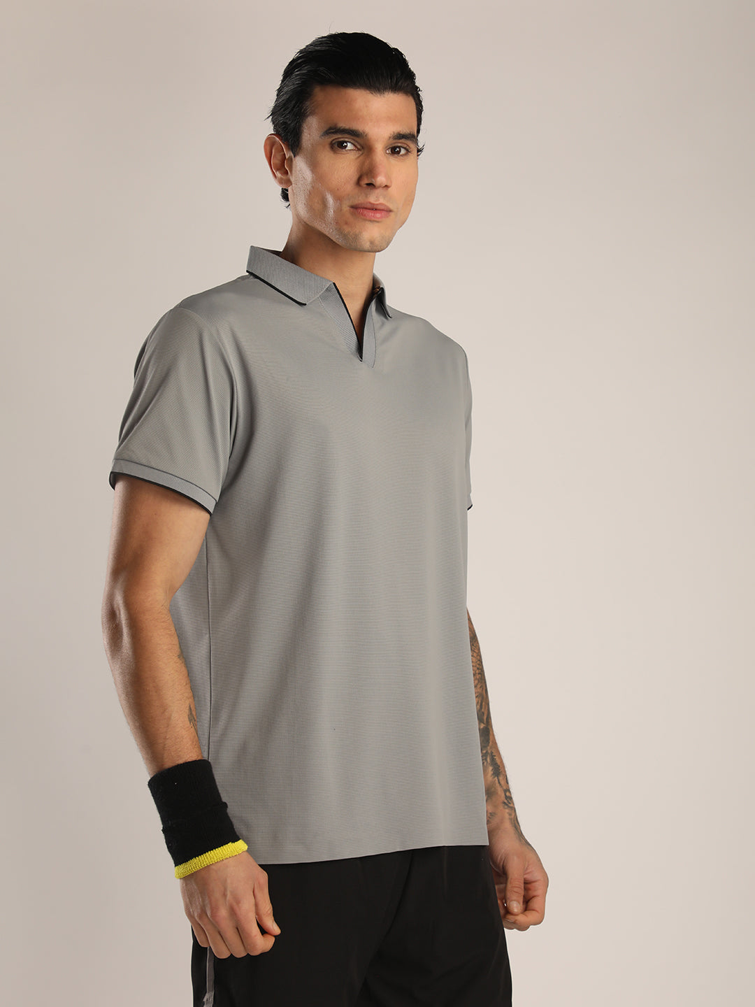 Men's Grey Sports Polo T-shirt