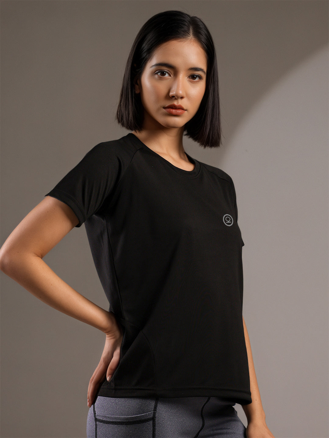 Women's Half Sleeves Dry Fit Gym T-shirt Black