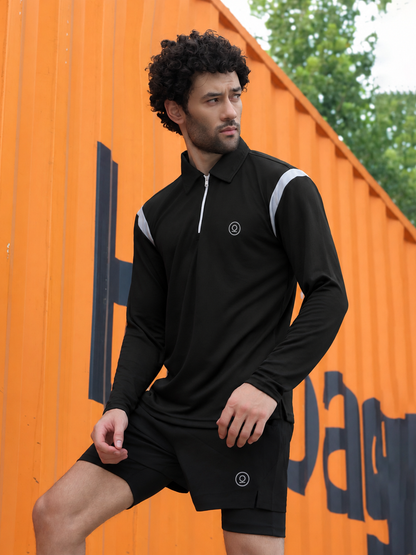 Men's Full Sleeves Dry Fit Gym T-Shirt Black