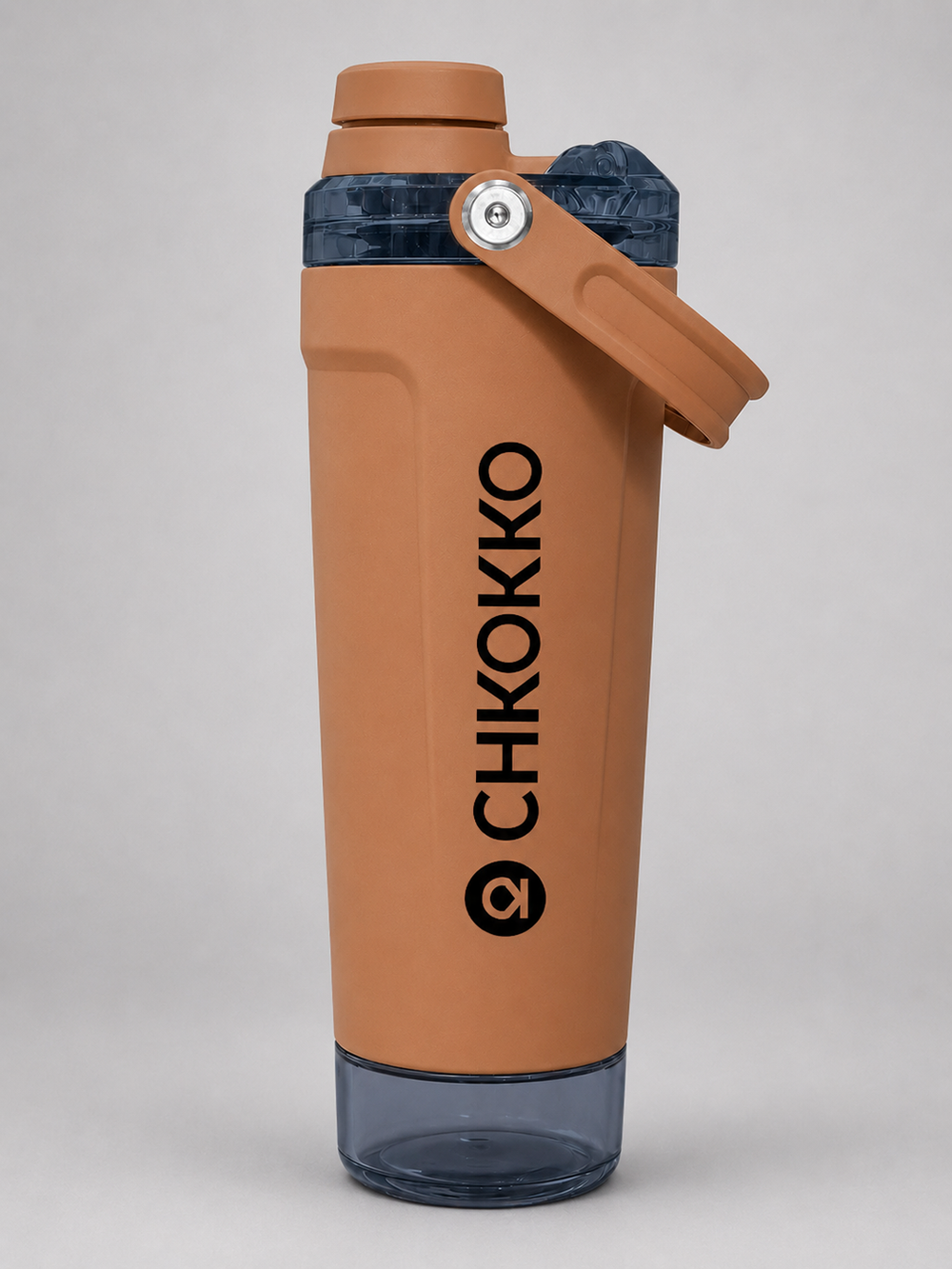 Chkokko Activate Protein Shaker Bottle 600ml with Carry Handle & Leakproof Lid Dusty Peach