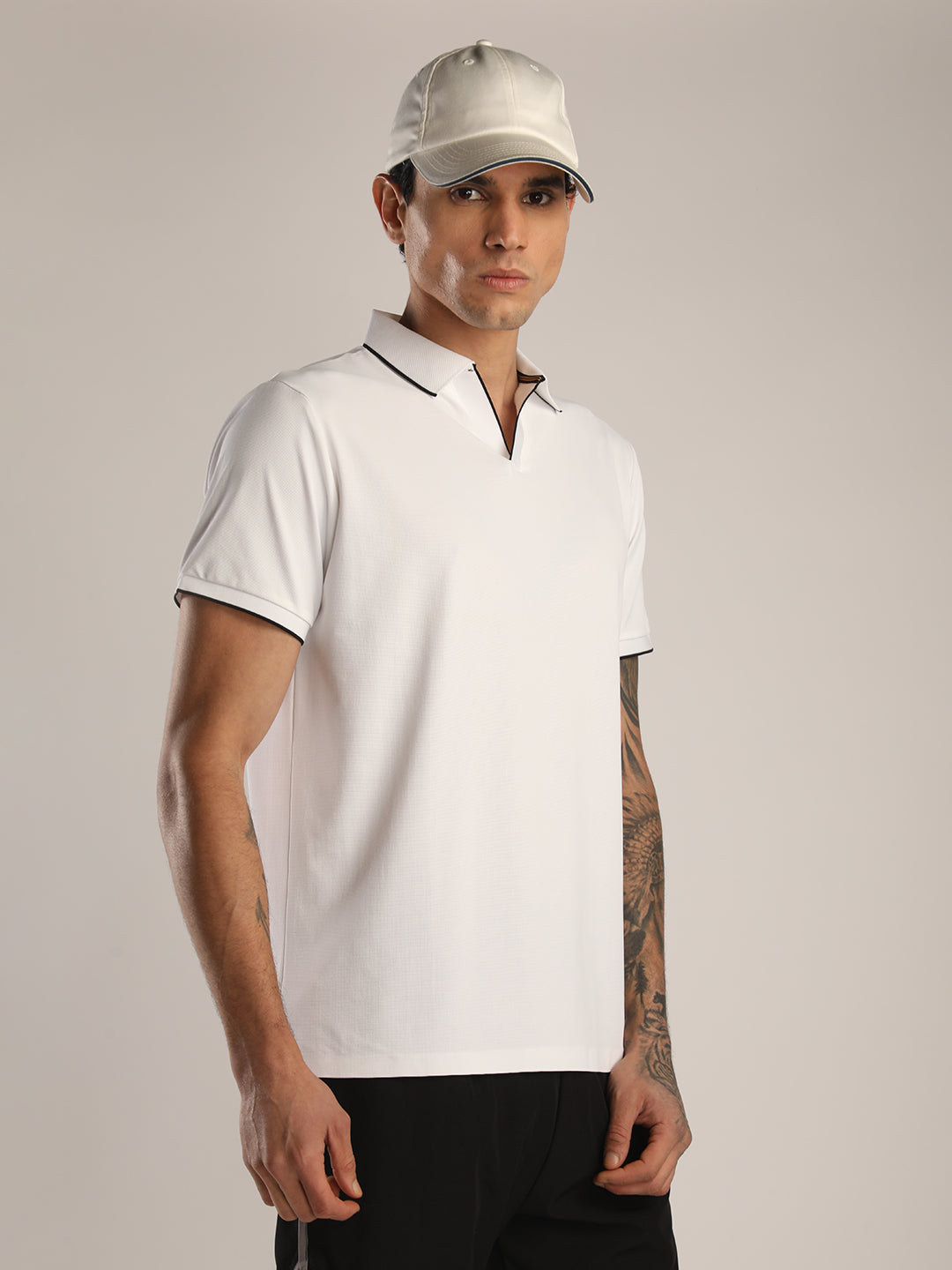 Men's White Sports Polo T-shirt